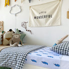 Bedroom using the waterproof lightning bolt mattress protector.