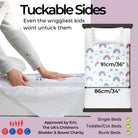 Tuckable sides and measurements of the rainbow waterproof mattress protector