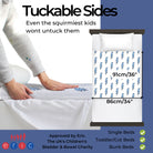 Tuckable sides and measurements of the lightening bolt patterned waterproof mattress protector