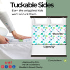 Tuckable sides and measurements of the dinosaur patterned waterproof mattress protector