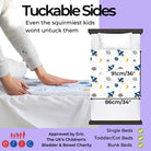 Tuckable sides and measurements of the space themed waterproof mattress protector
