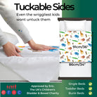 Safari waterproof mattress protector with tuck. Graphic showing dimensions.